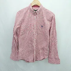 ◇ ⊂ BURBERRY BLACK LABEL チェック BD 長袖 シャツ サイズ2 レッド系 メンズ E  【1507030003951】