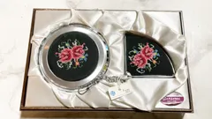 昭和レトロ　レア ミラー  手鏡  薔薇  オルゴール付コンパクト アンティーク