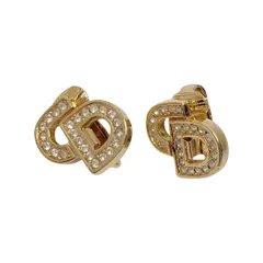 ☆☆Christian Dior クリスチャンディオール CDロゴ ラインストーン イヤリング ゴールド GP ヴィンテージ