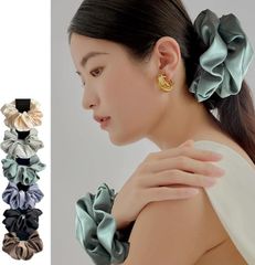 シルクヘアゴム シルクシュシュ ボリューム 髪に優しい 100%天然シルク 髪にやさしく跡がつかない おしゃれ 高弾性 6Aクラス ヘアアクセサリ 髪飾り 静電気防止 1個セット (グリーン)