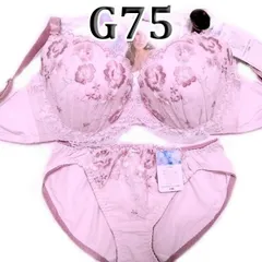 ♪[格安10[G75&L]ブラ ショーツ セット　pan cute　美胸　ローズピンク&オーキッドローズ花柄　大きなカップサイズ 　新品未使用