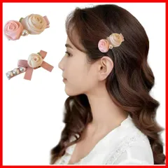 【即発送】FASELE ヘアクリップ バレッタ 髪留め エレガント 大人 可愛い 優しい 髪飾り 花 バラの花 女性 おしゃれ 日常 通勤通学 誕生日 発表会 結婚式 卒業式 入学式 パーティー 記念日 プレゼント 2点セット