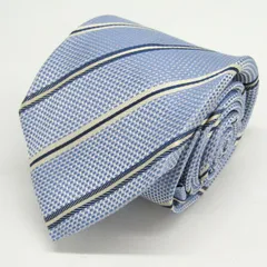 アレクサンダージュリアン ブランド ネクタイ ストライプ柄 格子柄 シルク PO メンズ ブルー Alexander Julian 【中古】