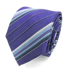 レミュー ブランドネクタイ ストライプ柄 シルク メンズ ブルー系 LES MUES  【中古】