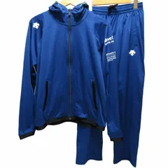デサント DESCENTE Move Sport タフスウェット セットアップ ジャージ ジャケット ブルゾン フード付き イージーパンツ プリント DAT-1402P 青 ブルー O 約XLサイズ 0604のサムネイル