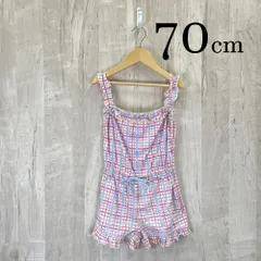 ap0081 BABY ベビー サロペット 70 70cm ホワイト ピンク パープル ライトブルー チェック柄 カラフル ドローコード リボン ノースリーブ 一体型 フリル リボン カジュアル