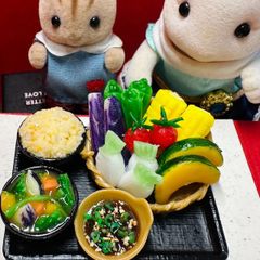 497 いろどり野菜の蒸篭セット⭐️ミニチュアフード　ドールハウス　リカちゃん　シルバニア　樹脂粘土　ねんどろいど　ブライス　フィギュア　ミニチュア　フェイクフード