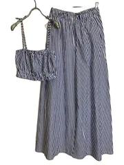 【中古】M.D.S Stripes エムディーエス ストライプス セットアップ　キャミソール　ウエストゴム　ワイドパンツ ホワイト×ブルー 1 44819060