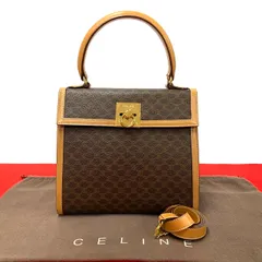 未使用保管品 CELINE セリーヌ マカダム ブラゾン トリオンフ 柄 ロゴ リング金具 レザー 2way ハンドバッグ ショルダーバッグ 茶 35397