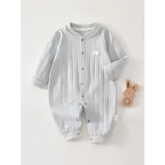 ☆ ブルー ☆ 66cm ☆ ロンパース 長袖 綿 ベビー服 ロンパース ヘビー 長袖 綿 パジャマ ベビー服 カバーオール ボディオール 子供服 子ども服 前開き 出産祝い キュート 女の子 男の子 赤ちゃん 子ども 子供 こども かわいい 可愛い