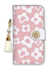 AQUOS R8 SH-52D ケース 手帳型 アクオスR8 スマホケース パール デコ付き ストラップ付 北欧柄 花柄 フラワー お花 上品 大人 可愛い ブランド ホワイト ピンク ブルー カラー07