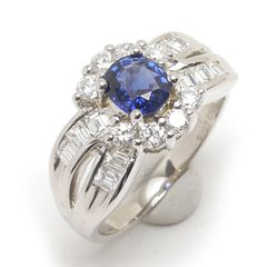 サファイアダイヤリング 約11.5号 PT900・S0.97ct・D1.03ct
