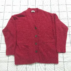 ◇ ⊇ ジェイ 防寒性良好 長袖 Vネックコンフォートカーディガン サイズF レッド系 レディース E  【1508250000096】