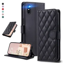 UnivoColors iPhone Xs、iPhone X キルティングレザー調 手帳型ケース エレガント 高質PU マグネット開閉式 カード収納機能 スタンド機能 液晶全面保護 レンズ保護 ストラップ付属(ブラック)