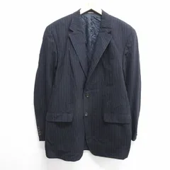 L/古着 ラルフローレン 長袖 ブランド テーラード ジャケット メンズ ロング丈 ウール 紺他 ネイビー ストライプ 25jan14 中古 アウター