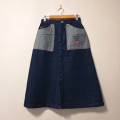 BETTY'S BLUE ベティーズブルー フレアスカート デニム生地 バイカラー インディゴ グレー 刺繍 ハート コットン100％ サイズ9 Mサイズ程度 平成 00s Y2K KERA 森ガール カスケーダー Archiveのサムネイル