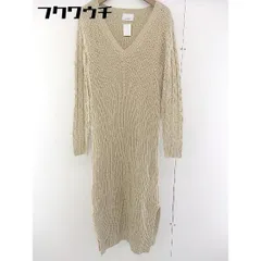■ EGOIST エゴイスト Vネック サイドスリット 長袖 ロング ニット ワンピース ベージュ レディース  【中古】 【1109210001452】