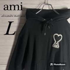 【大人気デザイン】アミアレクサンドルマテュッシ 刺繍ロゴ パーカー ブラック L