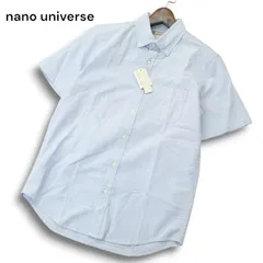 未使用★ nano universe ナノユニバース 春夏 スーピマコットン★ 半袖 オックスフォード ボタンダウン シャツ Sz.M メンズ