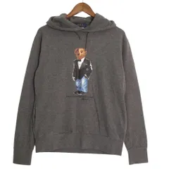 ポロ ラルフローレン ポロベア ロゴ プリント パーカー フーディー 長袖 プルオーバー スウェット M グレー メンズ