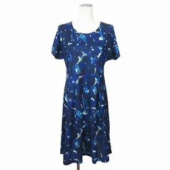 リミテッドエディション LIMITED EDITION アツロウタヤマ ワンピース フレア ひざ丈 総柄 半袖 40 青 ブルー