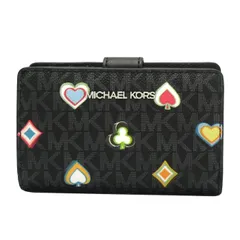 マイケルコース 二つ折り財布 MICHAEL KORS JET SET TRAVEL MKシグネチャー トランプ 35F5STVF6U BLACK アウトレット レディース