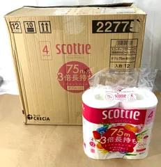 【新品・未開封品】スコッティ フラワーパック 3倍長持ち トイレットホワイト 75mダブル (4ロール×12パック入)のサムネイル