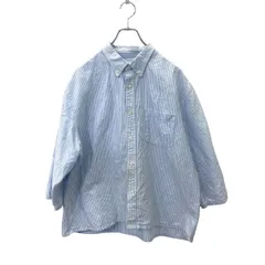 DOCKERS ストライプシャツ 五分袖シャツ L サイズ ドッカーズ ライトブルー 古着卸 アメリカ仕入 t2406-3495