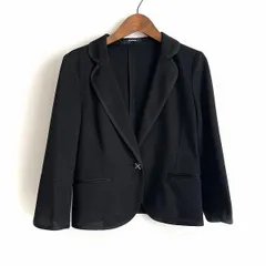 #anc アクアスキュータム Aquascutum ジャケット 黒 麻混 七分袖 薄手 レディース [907459]のサムネイル