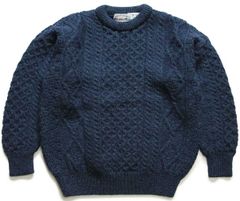 Arancraft 【Mサイズ】 ケーブル編み　カーディガン　青　ビンテージ Arancraft 【Mサイズ】 ケーブル編み カーディガン 青 ビンテージ