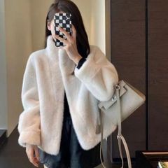 ファーコート レディース フェイクファーコート ジャケット 防寒 アウター コート 冬 ボア ゆったり ショート丈 もこもこ 可愛い ふわふわ 柔らかい 暖かい 上着 ゆったりママ 20代 30代 4