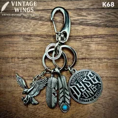 ヴィンテージ キーリング フェザー カラビナ アメカジイーグル コイン付 K68