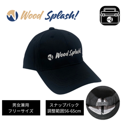 Wood Splash! ウッドスプラッシュ オリジナルキャップ ブラック 黒 刺しゅう入り フリーサイズ 男女兼用 アジャスタブル 釣り アパレル