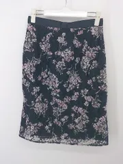 ◇ MISCH MASCH ミッシュマッシュ 花柄 総レース 膝丈 台形 スカート サイズM ネイビー ピンク ホワイト レディース P  【1212140004841】