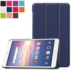 新品 dtab Compact d-02K ケース LeTrade スタンド 機能付き 三つ折 高級PUレザー 超薄型最軽量 傷つけ防止 保護ケース カバー NTT docomo dtab Compact d-02K 8インチ専用 ネービーブルー