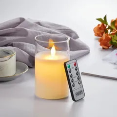 【数量限定】ゆらゆら揺れる 火を使わない 安全 暖色光 省エネ 本物の炎のようにゆらめく 専用リモコン付き 明るさ調整 ロウソク LEDロウソク LEDキャンドルライト 電池式 AnnTec LEDキャンドル（直径7.5cm×高さ15cm）