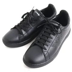 【ドンドン見直し】極美品◆EMPORIO ARMANI エンポリオアルマーニ イーグルデカロゴ レースアップ レザースニーカー ブラック 26cm メンズ　r12-aa30220-57のサムネイル