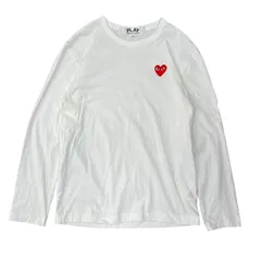 PLAY COMME des GARÇONS ハート ワッペン 長袖Tシャツ Mサイズ ホワイト プレイコムデギャルソン AZ-T118