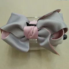 97●バナナクリップ⑪ グログラン生地 リボンモチーフ バイカラー  ヘアーアクセ ヘアクリップ シンプル 上品 かわいい おしゃれ エレガント 髪飾り