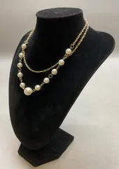 SN161 真珠 パール 2連 ネックレス ゴールド 珠径 最大11.7mm 首周り 38cm 重さ 8.6g