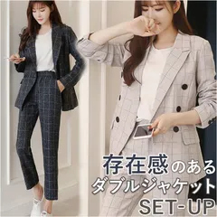☆ Mサイズ ☆ ビジネススーツ レディース pmyladysuit08 ビジネススーツ レディース?セットアップ パンツスーツ フォーマルスーツ ジャケット パンツ セット 上下 カジュアルスーツ ズボン 長袖 チェック きれいめ シンプル 上下セット
