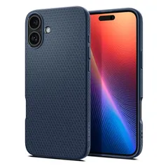 Spigen iPhone 16 ケース TPU ソフト 耐衝撃 ストラップホール 米軍MIL規格 リキッド・エア ACS08195 (ネイビー・ブルー) 1
