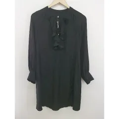 ◇ green label relaxing バンドカラー フリル 長袖 ミニ ワンピース ブラック レディース P  【中古】 【1208240003761】