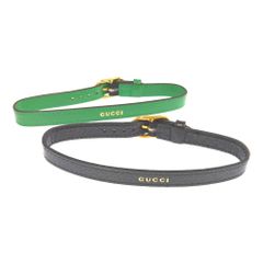 GUCCI グッチ バンブー・ハンドル用アクセサリー・ショルダーストラップ バッグアクセサリー/グリーン/ブラック/2点セット【♀】【A】【レディース】★■583978【中古】