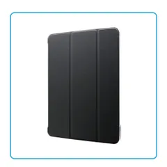 iPad Pro 11inch 第2世代 ケース ブラック 黒 背面ハーフクリア仕様で指紋防止 薄型軽量デザイン 高品質PUレザー使用 柔らかマイクロファイバーで画面保護 2WAYスタンド機能 オートスリープ対応 画面保護 ガジェット iPadケース 贈り物