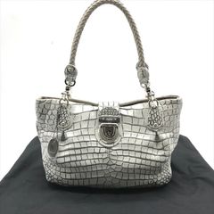 美品 COTO こと コト クロコダイル シルバー金具 ハンド バッグ グレー 灰色 ブランド 鞄 かばん レディース k5492