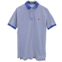 Polo by Ralph Lauren ポロバイラルフローレン ボーダー 半袖 ポロシャツ M ブルー系 メンズ 古着