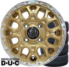 12インチアルミホイールタイヤセット 軽トラ 軽バン 【独占特注色】ヨコハマY356付 MUD BAHN XR-800M GL/RP ゴールド 12-4.0 145/80R12 12-4.00B 145R12 6PR 車検対応