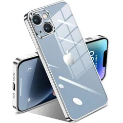 iPhone 14 ケース クリア 耐衝撃 透明 アイフォン14 カバー メッキ加工 完全な保護 黄変防止 落下防止 ファッション 薄型 軽量 TPU 柔らかい ワイヤレス充電 人気 保護カバー(シルバー) 1