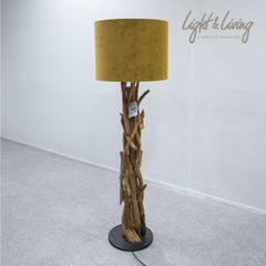 【展示品】Light&Living ライト&リビング Floor lamp φ 35×133 cm フロア ランプ モダン チークベース べロア イエロー